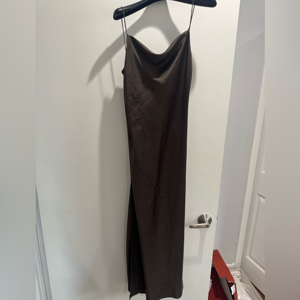 Theory Chocolate Satin Fabric Midi Dress size 0